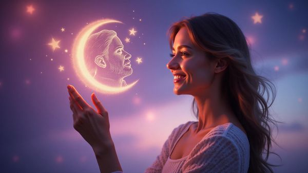 Frau betrachtet ihre Seelenpartner-Zeichnung